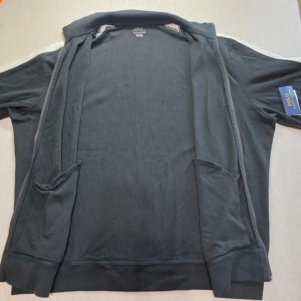 Polo Ralph Lauren Men's XXL Cotton Interlock Track Jacket Black White NWT